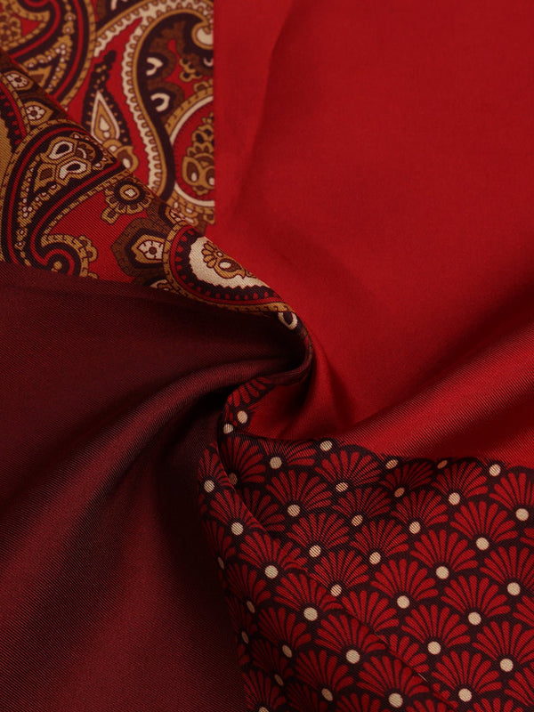 Red Multipattern Silk Pocket Square - TOSSIDO