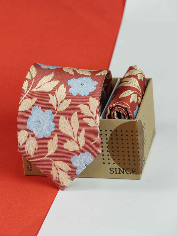 Red Necktie & Pocket Square Giftset - TOSSIDO