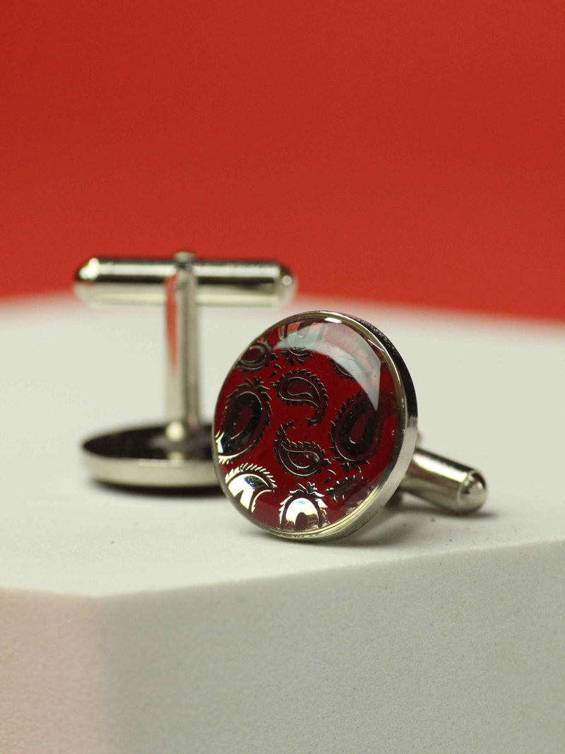 Red Paisley Cufflinks - TOSSIDO