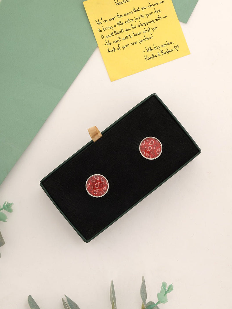 Red Paisley Cufflinks - TOSSIDO
