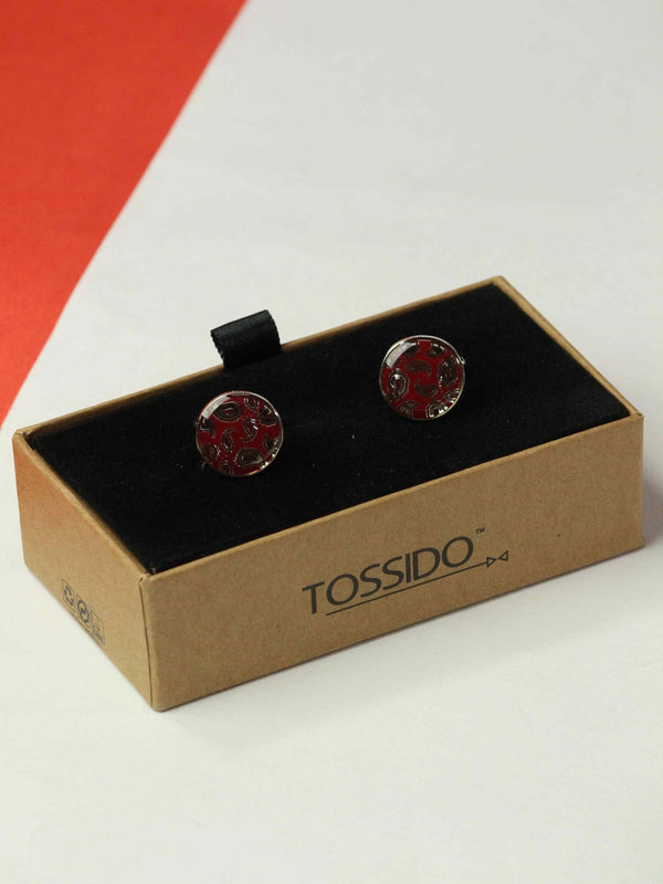 Red Paisley Cufflinks - TOSSIDO
