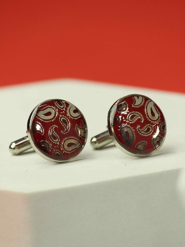 Red Paisley Cufflinks - TOSSIDO