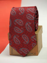 Red paisley necktie in woven microfiber, flat lay