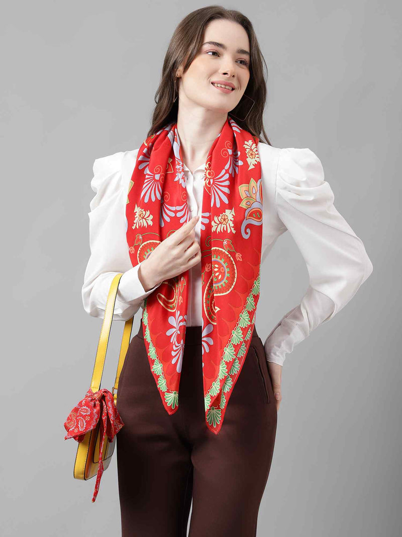 Red Paisley Scarf & Scarf Bag Set - TOSSIDO
