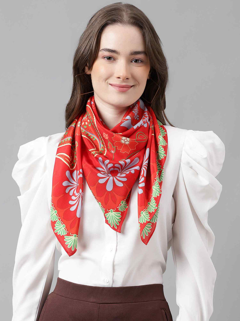Red Paisley Scarf & Scarf Bag Set - TOSSIDO