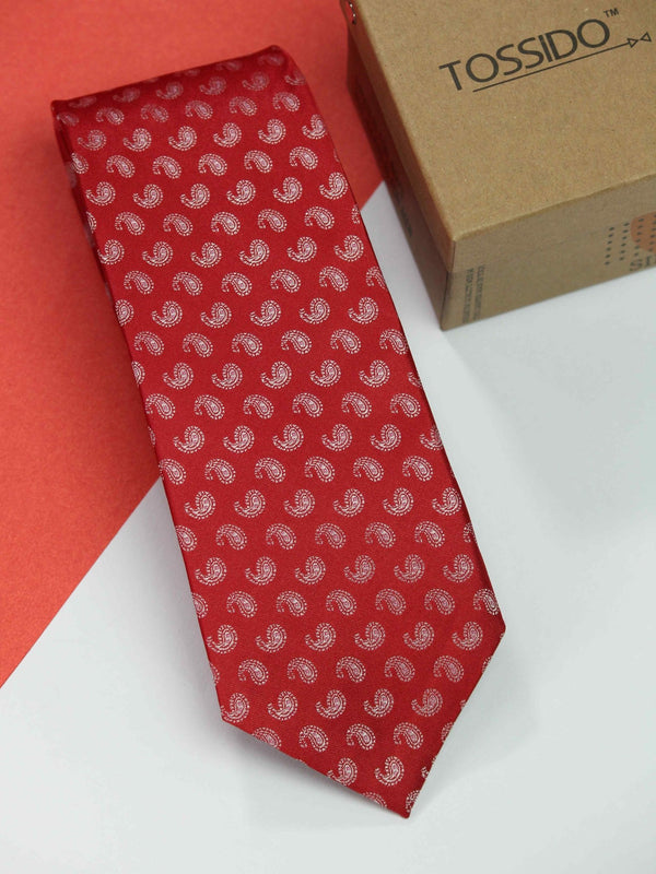 Red Paisley Silk Necktie - TOSSIDO