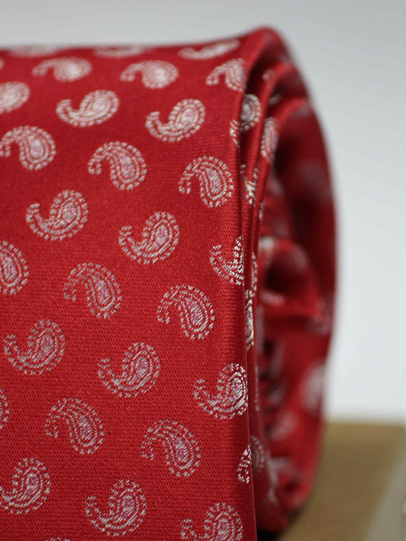 Red Paisley Silk Necktie - TOSSIDO