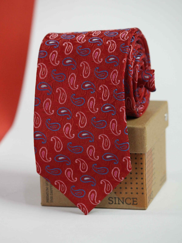 Red Paisley Woven Necktie - TOSSIDO
