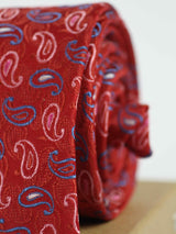 Red Paisley Woven Necktie - TOSSIDO