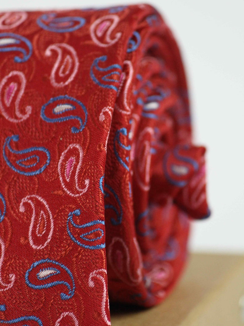Red Paisley Woven Necktie - TOSSIDO