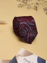 Red Paisley Woven Silk Necktie - TOSSIDO