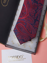 Red Paisleys Teflon Silk Necktie - TOSSIDO