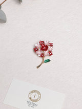 Red & Pink Enamel Flower Cluster Brooch - TOSSIDO