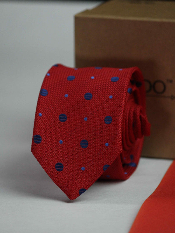 Red Polka Skinny Necktie - TOSSIDO