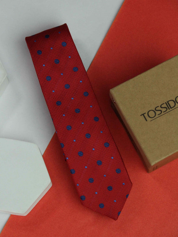 Red Polka Skinny Necktie - TOSSIDO