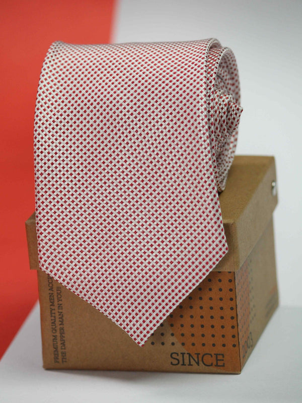 Red Salve Geometric Silk Necktie - TOSSIDO