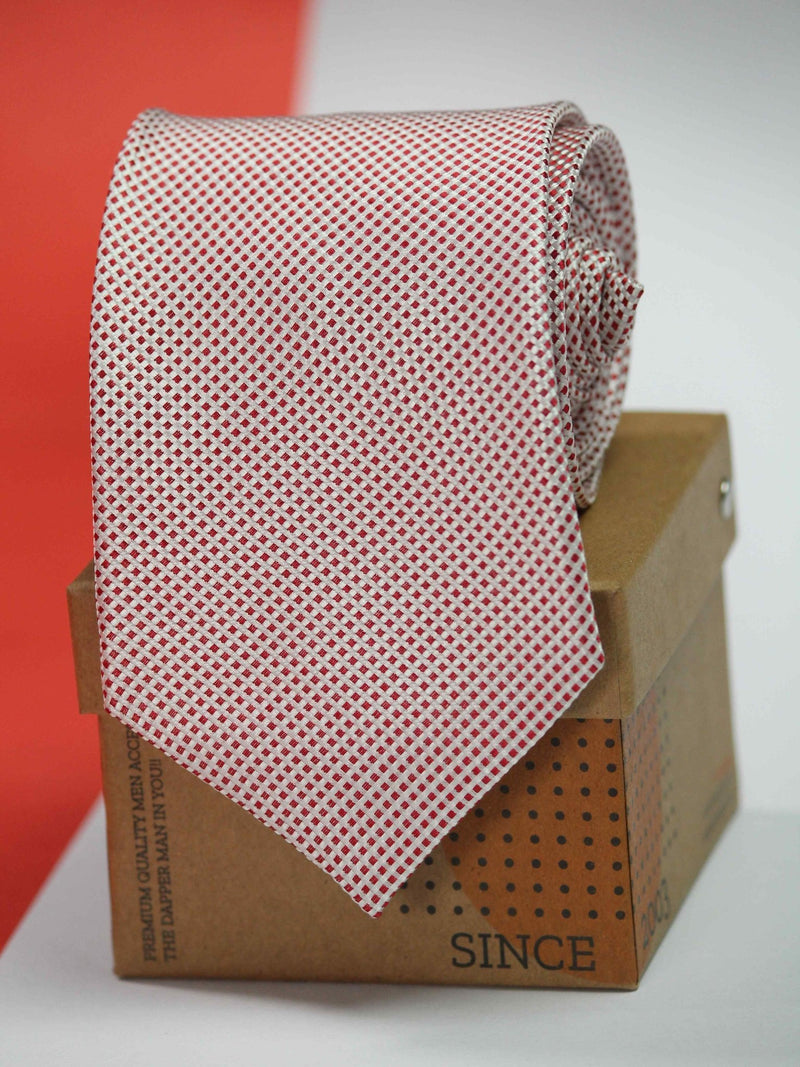 Red Salve Geometric Silk Necktie - TOSSIDO