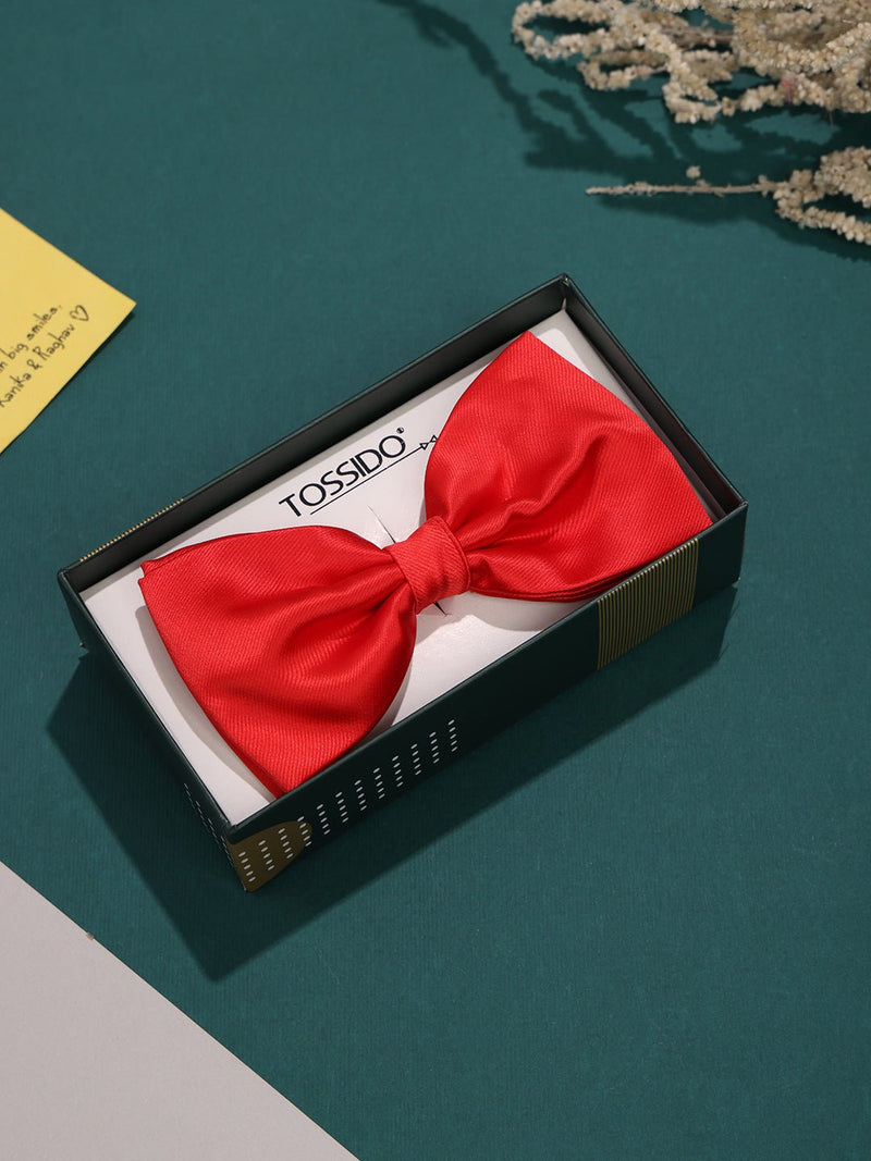 Red Satin Poly Bow Tie - TOSSIDO