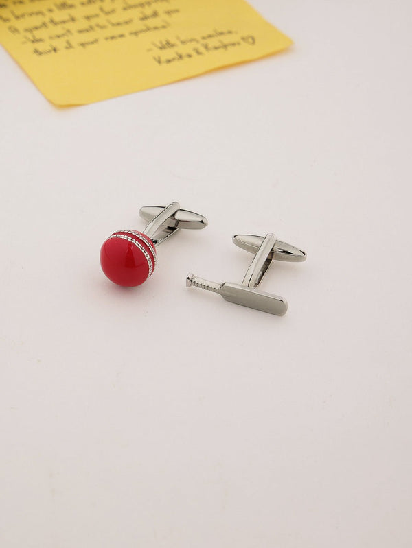 Red & Silver Cricket Cufflinks - TOSSIDO