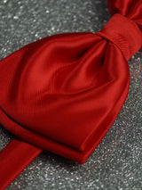 Red Solid Bowtie & Pocket Square Set - TOSSIDO