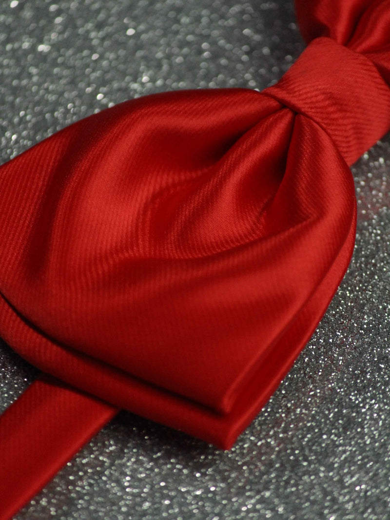 Red Solid Bowtie & Pocket Square Set - TOSSIDO