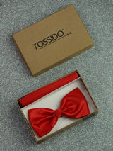 Red Solid Bowtie & Pocket Square Set - TOSSIDO