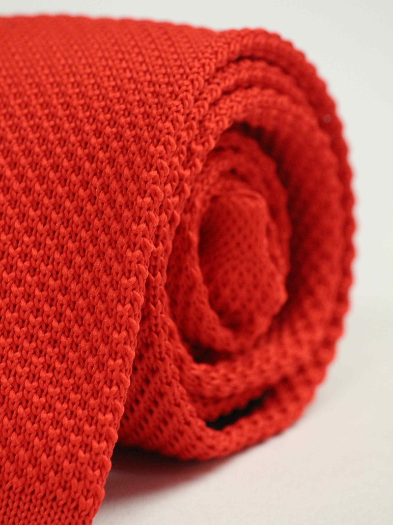 Red Solid Knitted Necktie - TOSSIDO