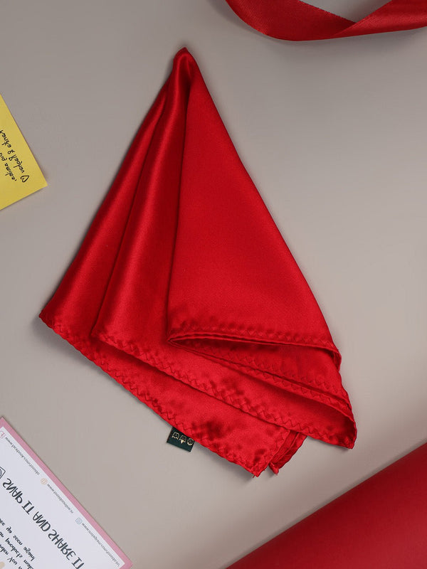 Red Solid Silk Pocket Square - TOSSIDO