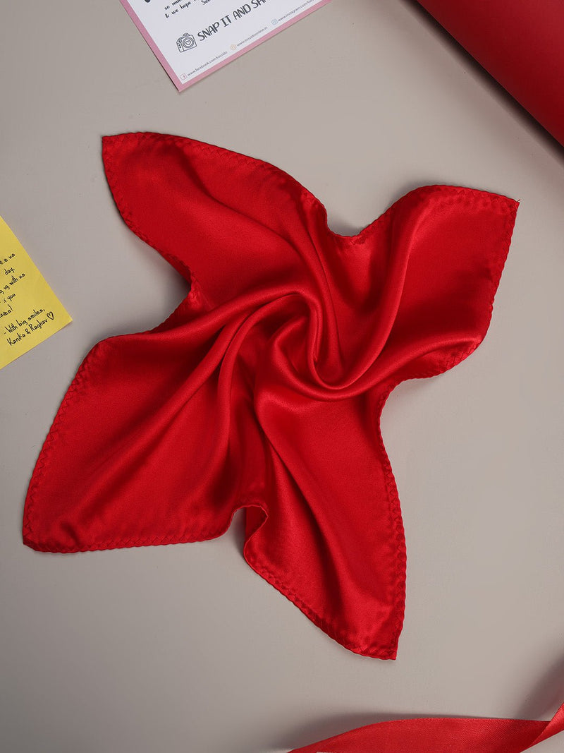 Red Solid Silk Pocket Square - TOSSIDO