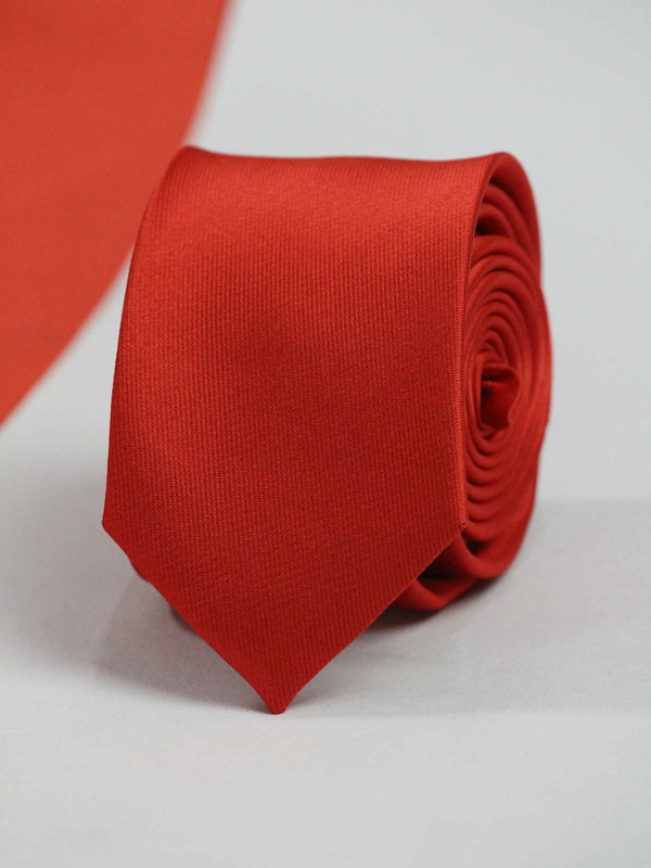 Red Solid Skinny Necktie - TOSSIDO