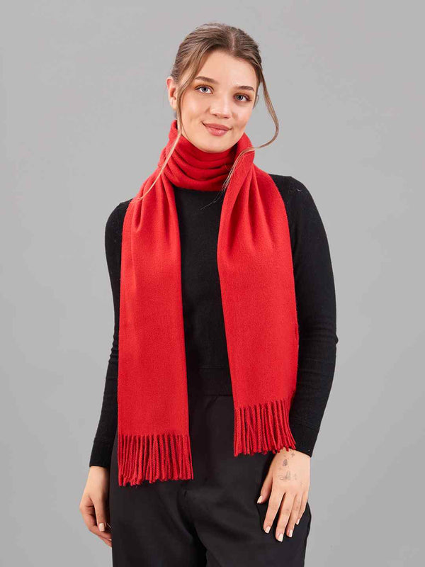 Red Solid Woolen Muffler - TOSSIDO