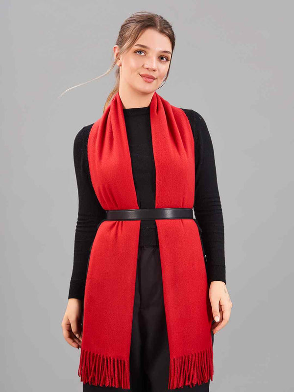 Red Solid Woolen Muffler - TOSSIDO