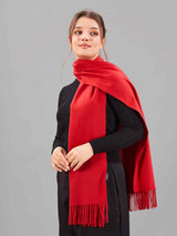 Red Solid Woolen Muffler - TOSSIDO