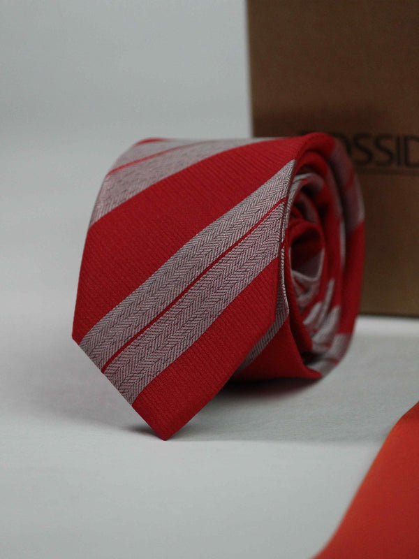 Red Stripe Skinny Necktie - TOSSIDO