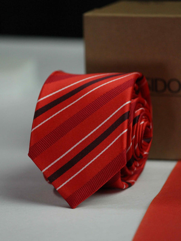 Red Stripe Skinny Necktie - TOSSIDO