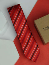 Red Stripe Skinny Necktie - TOSSIDO