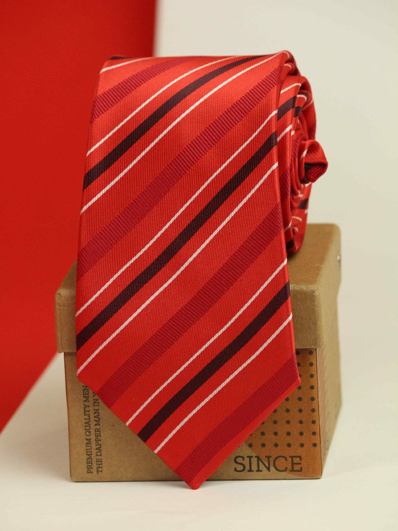 Red Stripe Woven Necktie - TOSSIDO