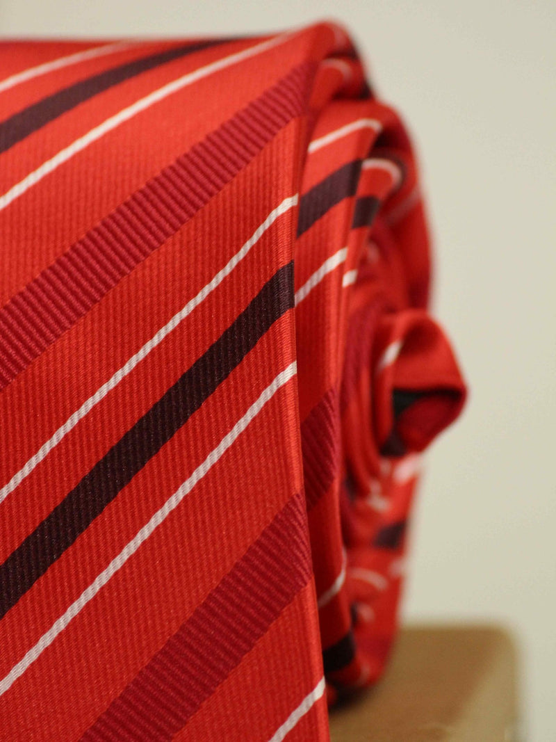 Red Stripe Woven Necktie - TOSSIDO