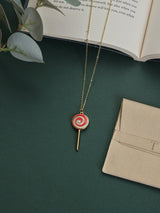 Red Swirl Lollipop Pendant Necklace