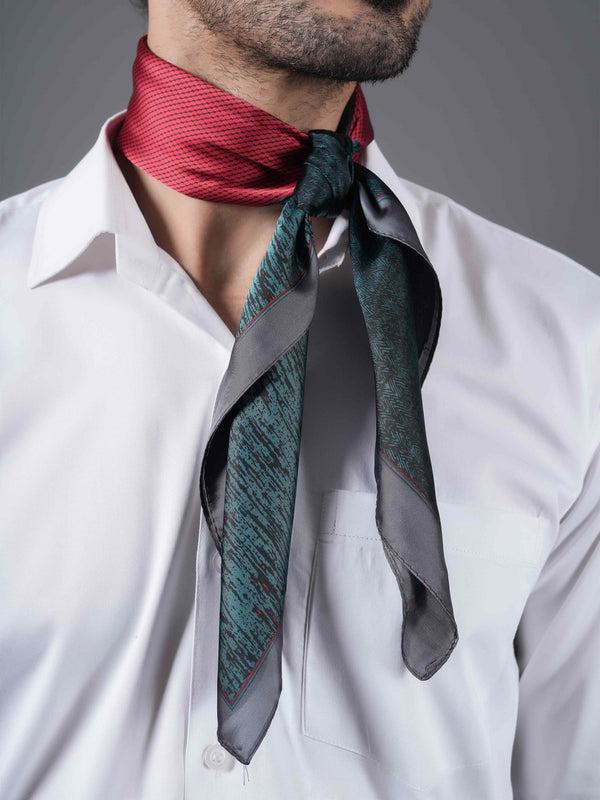 Red & Teal Geometric Neckerchief - TOSSIDO