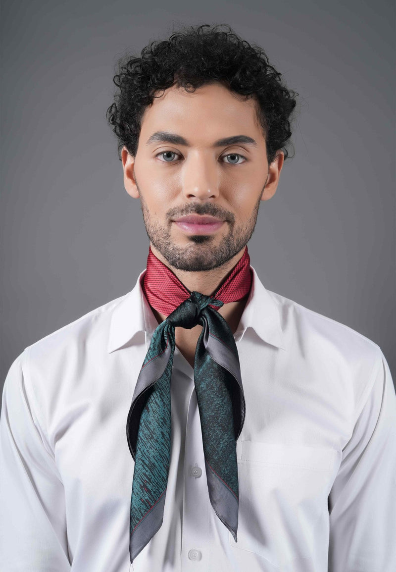 Red & Teal Geometric Neckerchief - TOSSIDO