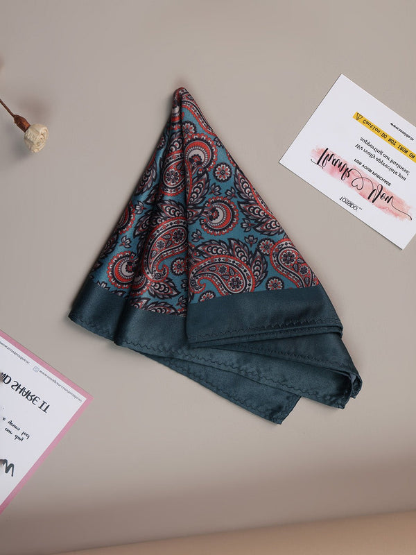 Red & Teal Paisley Pocket Square - TOSSIDO