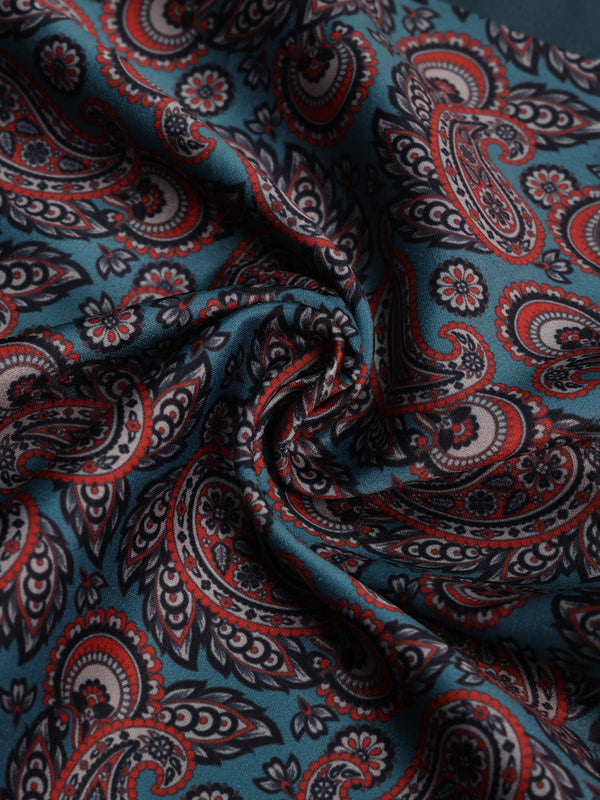 Red & Teal Paisley Pocket Square - TOSSIDO