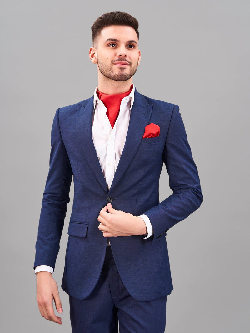 Red Woven Cravat & Pocket Square Set - TOSSIDO