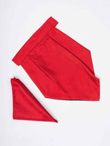 Red Woven Cravat & Pocket Square Set - TOSSIDO