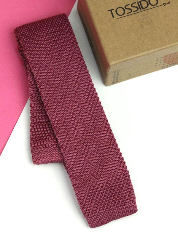 Rogue Pink Solid Knitted Necktie - TOSSIDO