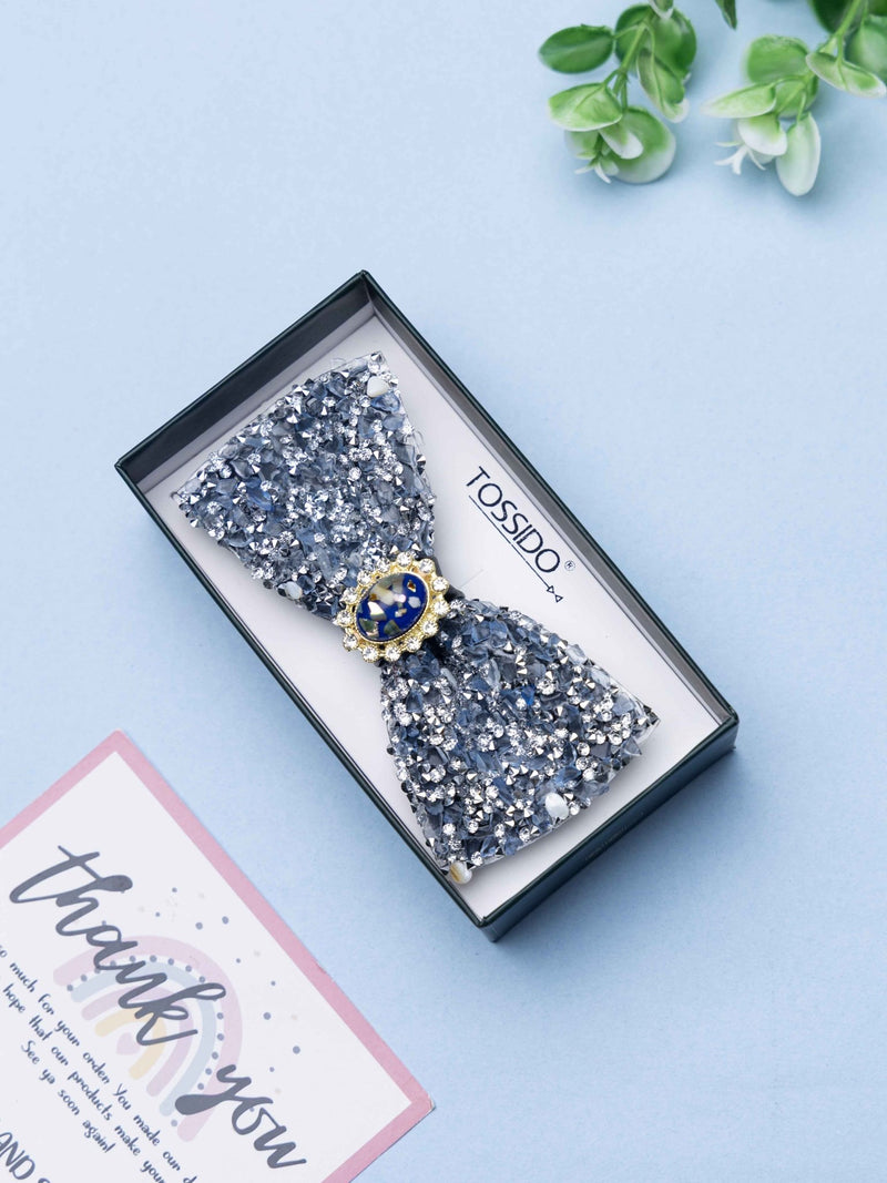 Royal Blue Cameo Crystal Bowtie - TOSSIDO