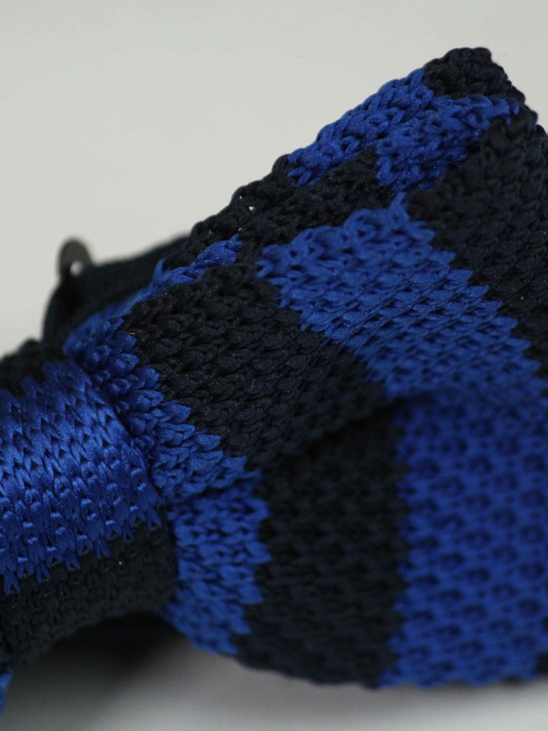Royal Blue & Dark Blue Striped Knitted Bow Tie - TOSSIDO
