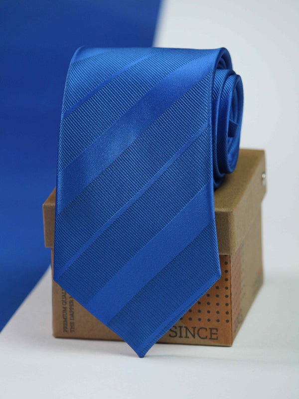 Royal Blue Stripe Woven Necktie - TOSSIDO