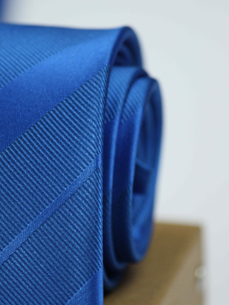 Royal Blue Stripe Woven Necktie - TOSSIDO